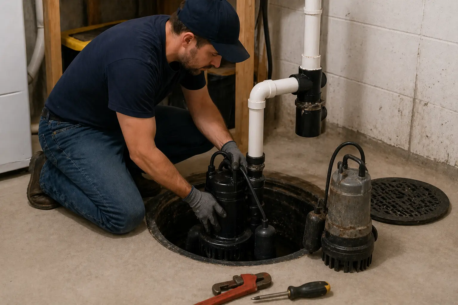 Réparation et installation de pompe de puisard à Aylmer, Québec